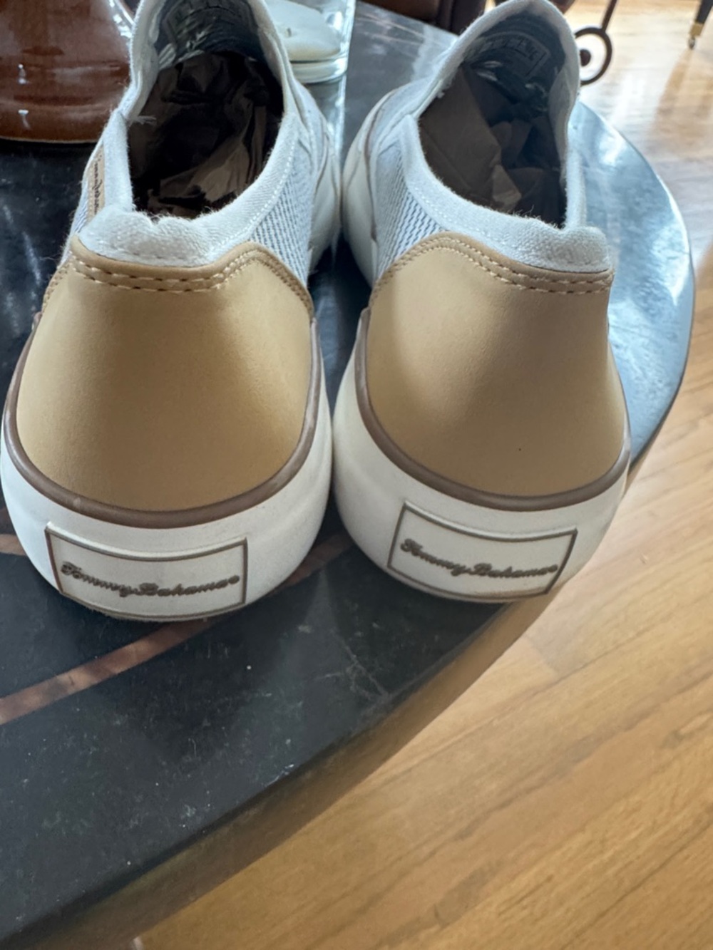 Tommy Bahama Slip-On Canvas Sneakers in Navy Stripe | 9 1/2 runs big - Picture 4 of 9